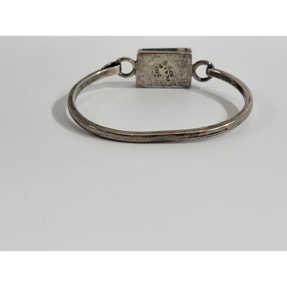 Sterling Silver .925 Plata ERR Purple Agate Black‎ Onyx Bangle Bracelet Gemstone - Picture 6 of 9